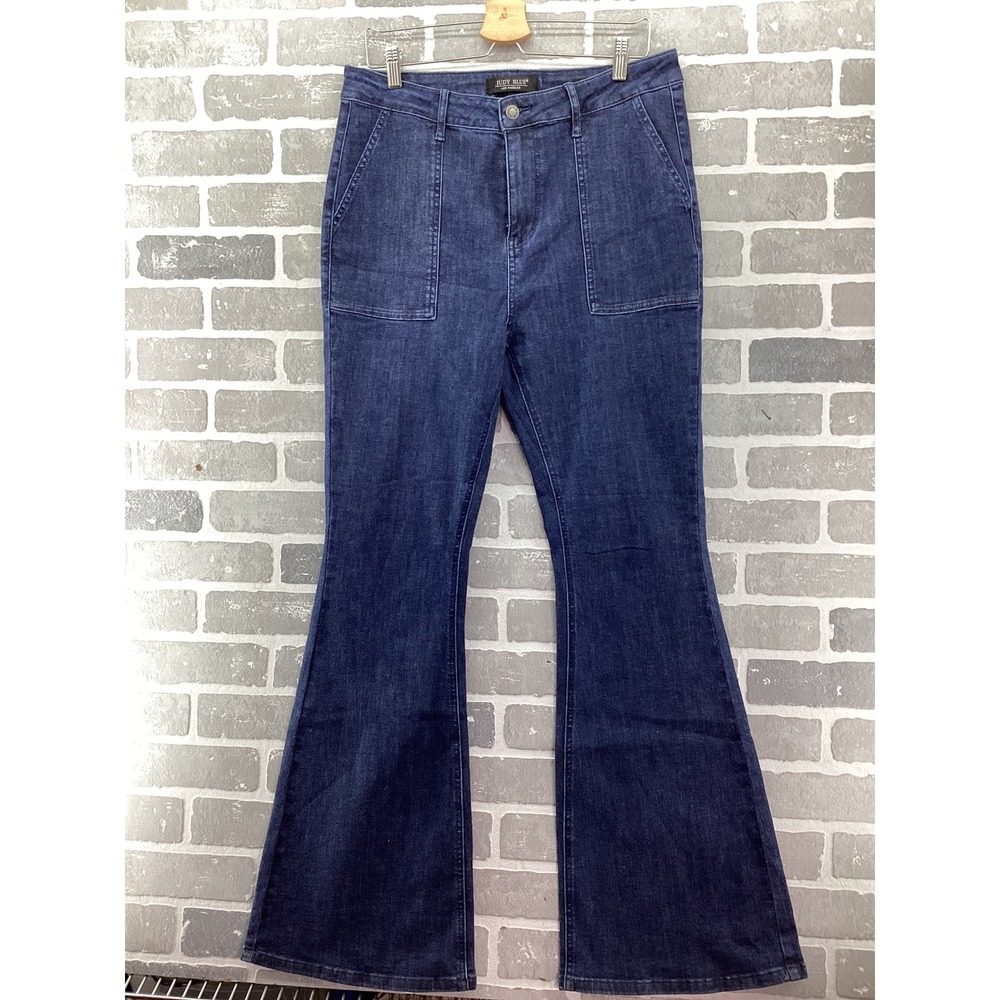 Judy Blue Dark Wash High Rise Flare Jeans Patch Pocket JB881025 DK Size 13/31